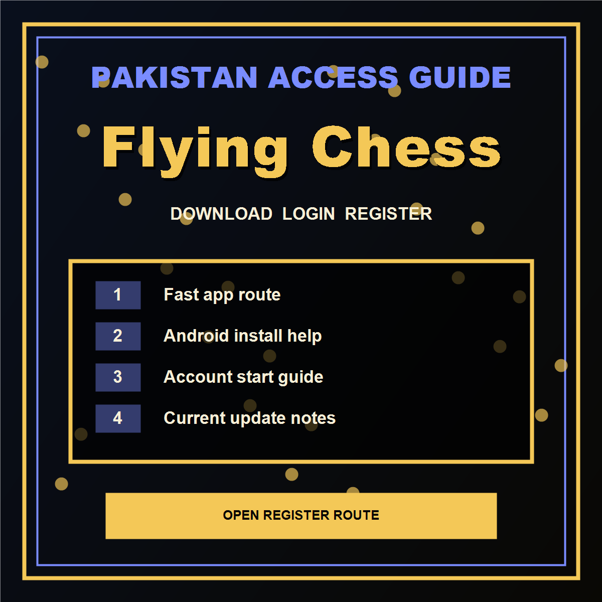 Flying Chess Pakistan login and register route visual